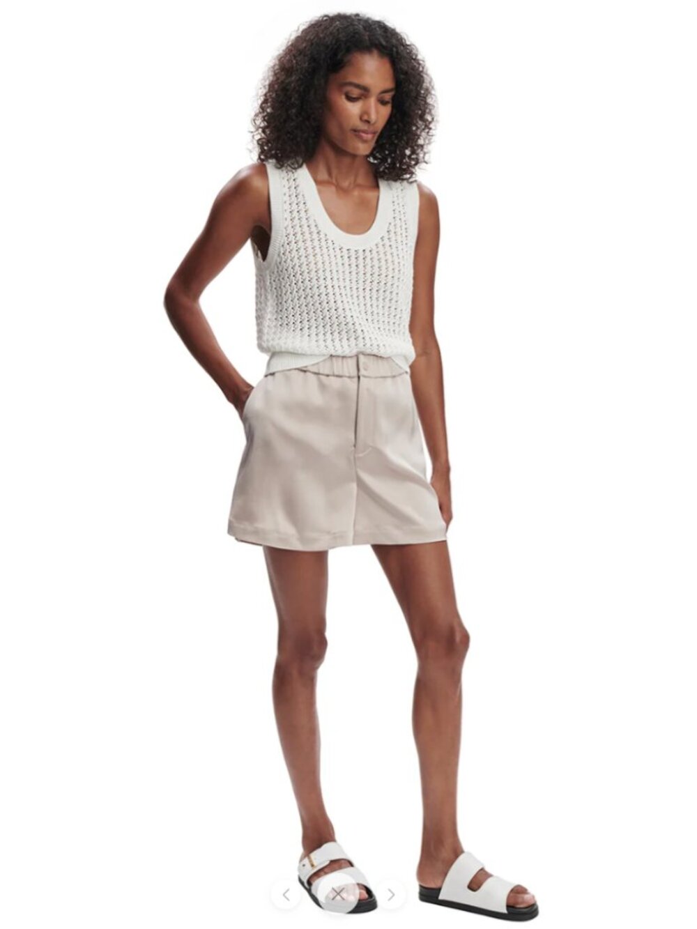 Varley Ferns White Open-Knit Sleeveless Sweater Tank size Medium $88